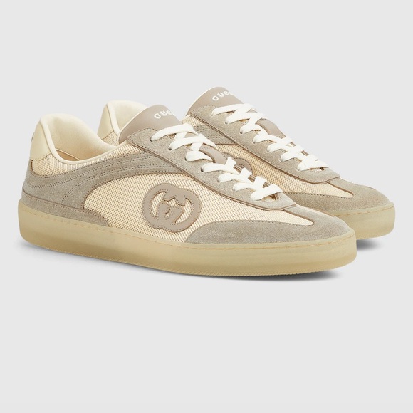 Gucci G75 in Oatmeal Suede Mens Sneakers - Picture 1 of 16